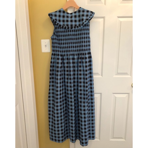 BNWT Ganni Printed Smocked Cotton-Blend Midi Dress - Picture 6 of 6